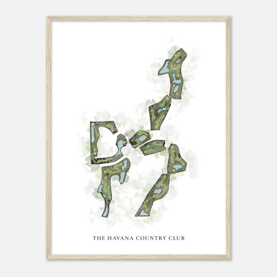 The Havana Country Club Florida Classic Watercolor Map Golfer Gift Golf Wall Art Golf Poster Print Course Layout