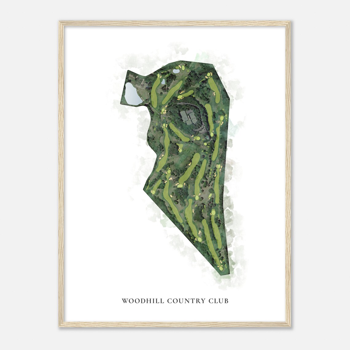 Woodhill Country Club Classic Aerial Watercolor Course Map Poster