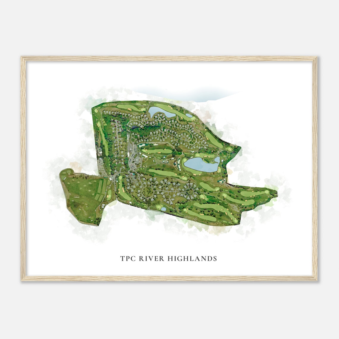 TPC River Highlands Watercolor Aerial Golf Course Map Wall Art - Image 2