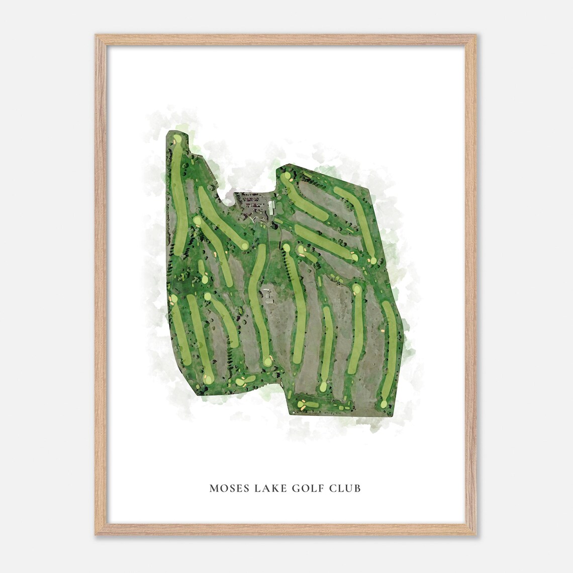 Moses Lake Golf Club Watercolor Aerial Golf Course Map Poster - Image 2