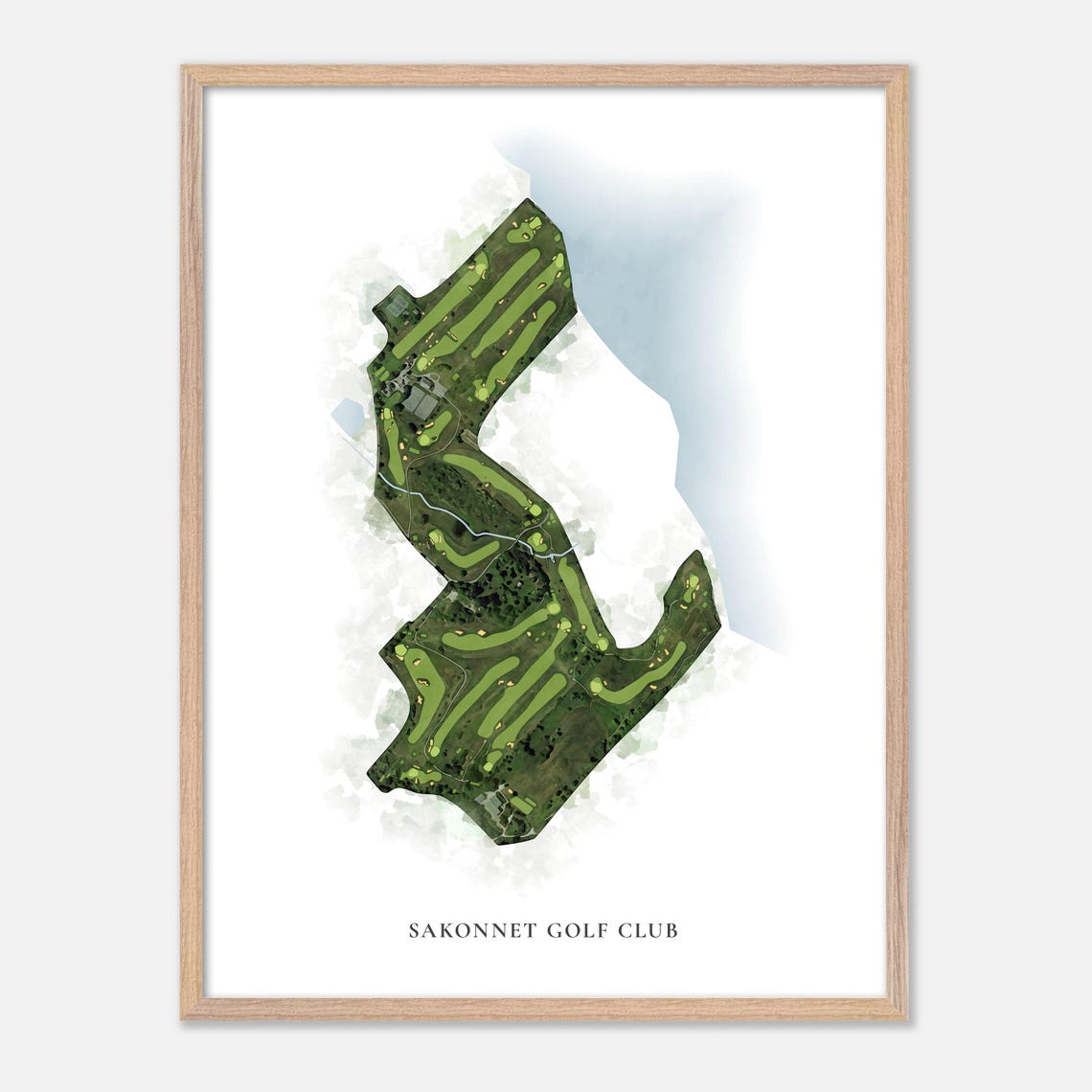 Sakonnet Golf Club Classic Style Watercolor Fairway Map Poster - Image 2