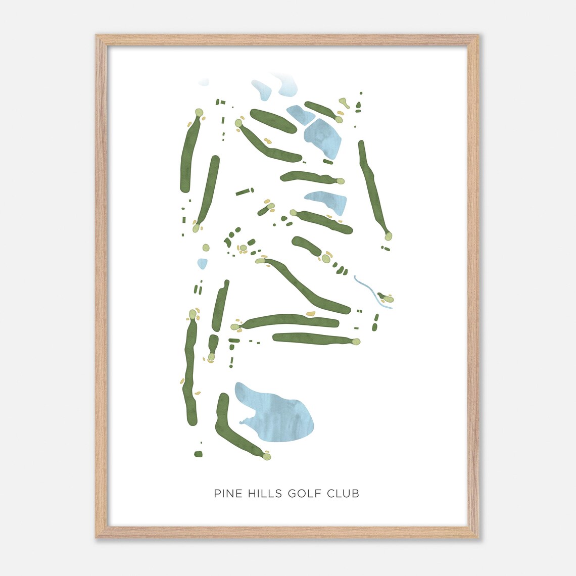 Pine Hills Golf Club Brunswick Ohio Modern Watercolor Map Poster - Image 2
