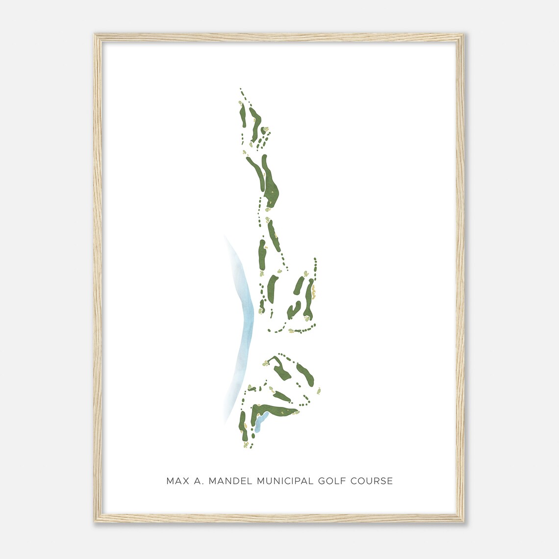 Max A Mandel Municipal Golf Course Texas Modern Watercolor Map Golfer Gift Golf Wall Art Golf Poster Print Course Layout - Image 2
