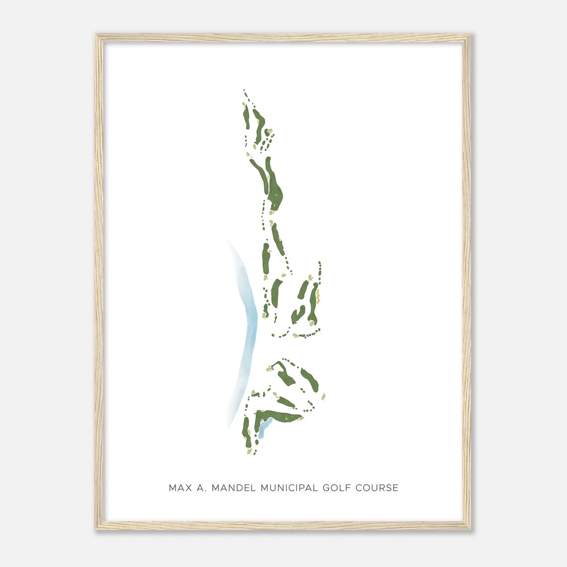 Max A Mandel Municipal Golf Course Watercolor Map Golfer Gift Poster - Image 2