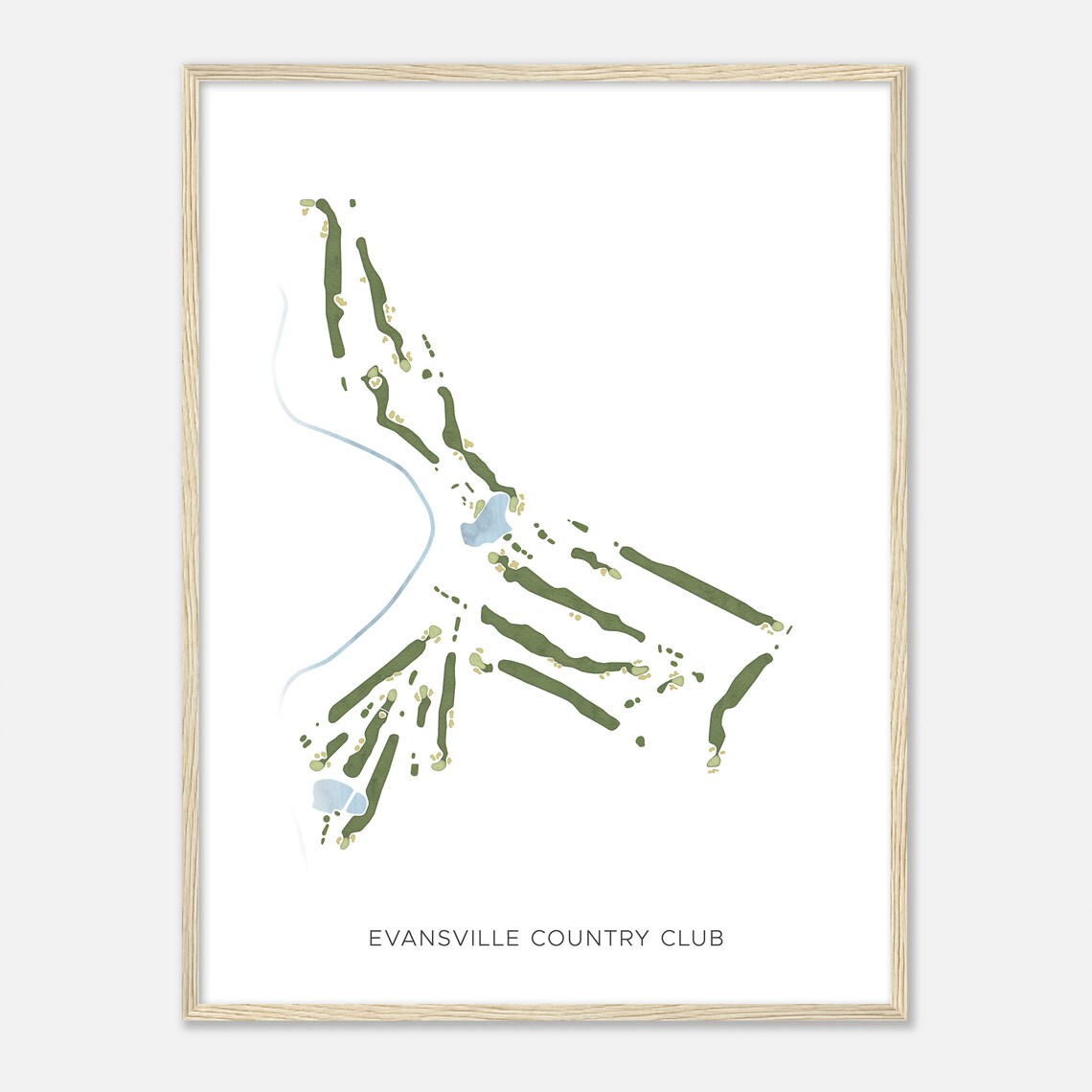 Evansville Country Club Modern Watercolor Course Map Gift Poster - Image 2