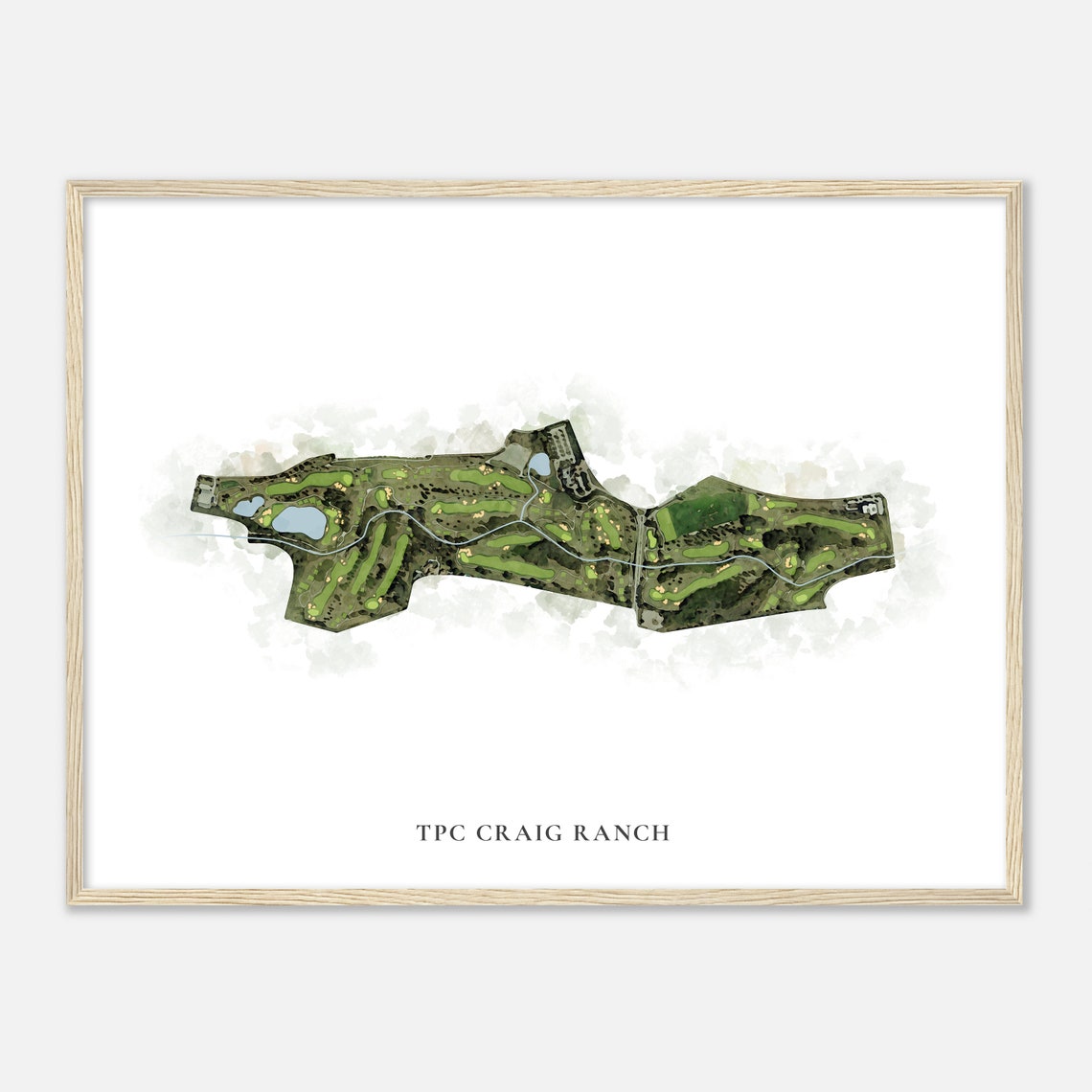 TPC Craig Ranch Minimal Watercolor Golf Course Map Print Gift - Image 2