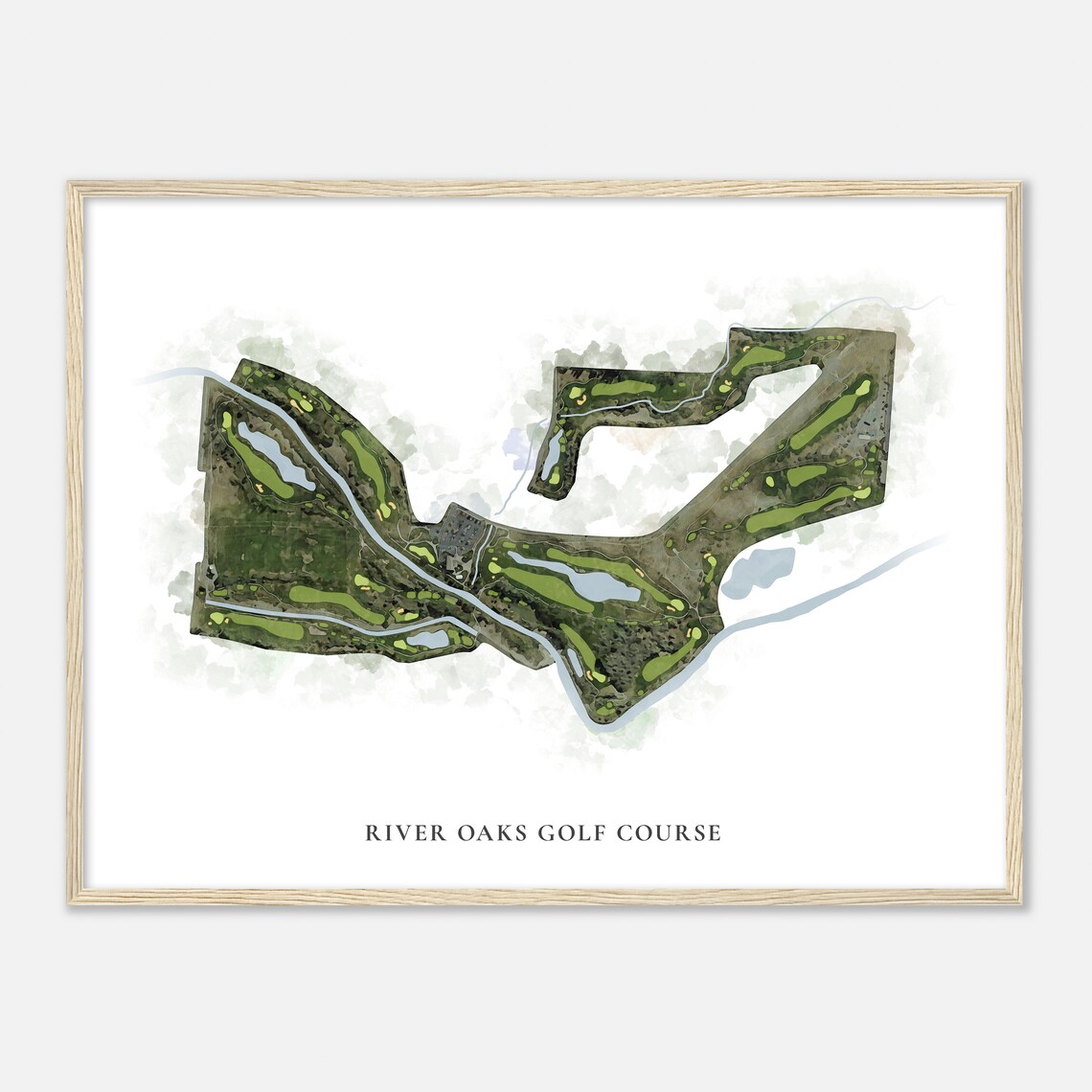 River Oaks Golf Course Utah Classic Watercolor Map Golfer Gift Golf Wall Art Golf Poster Print Course Layout