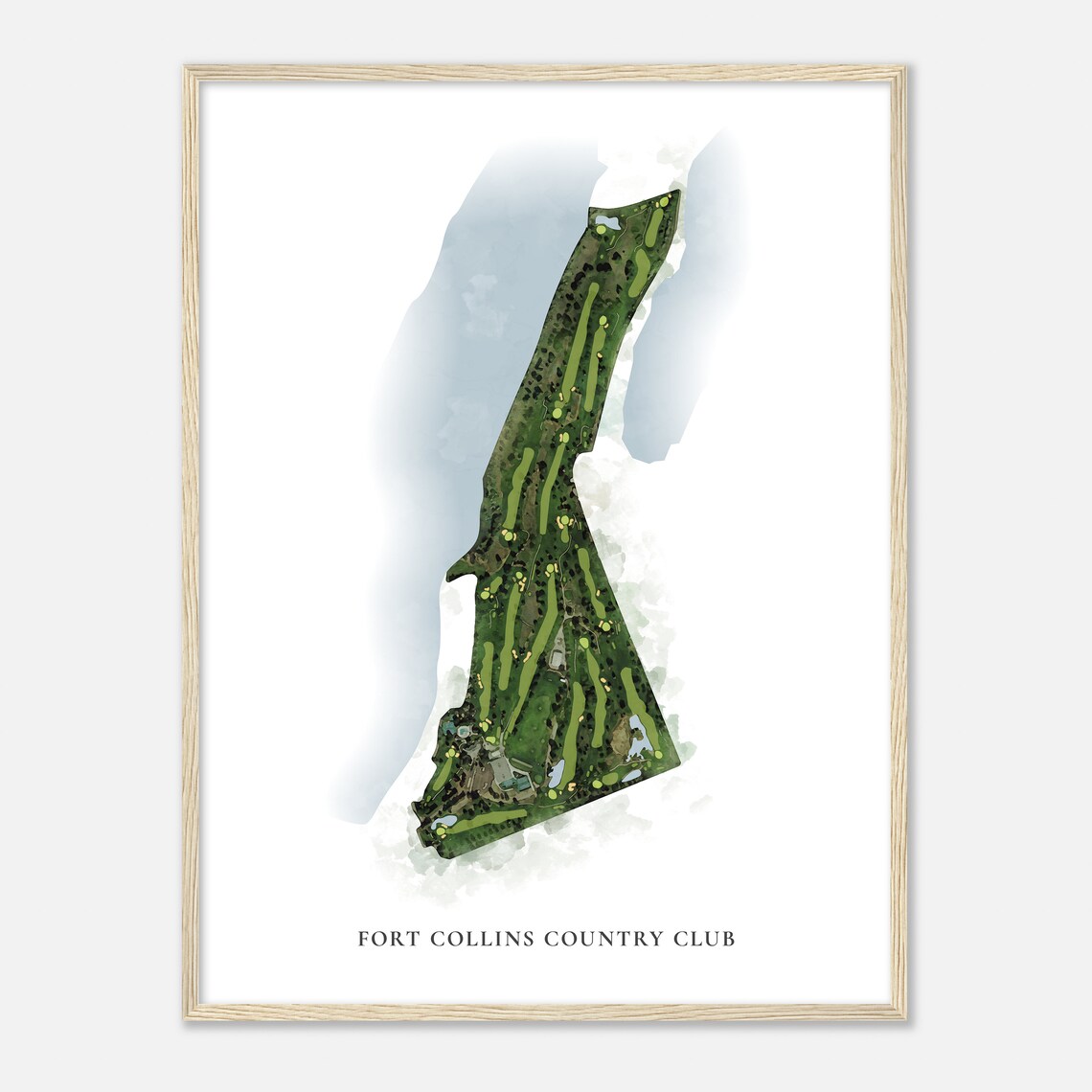 Fort Collins Country Club Watercolor Lakeside Map Golf Poster - Image 2