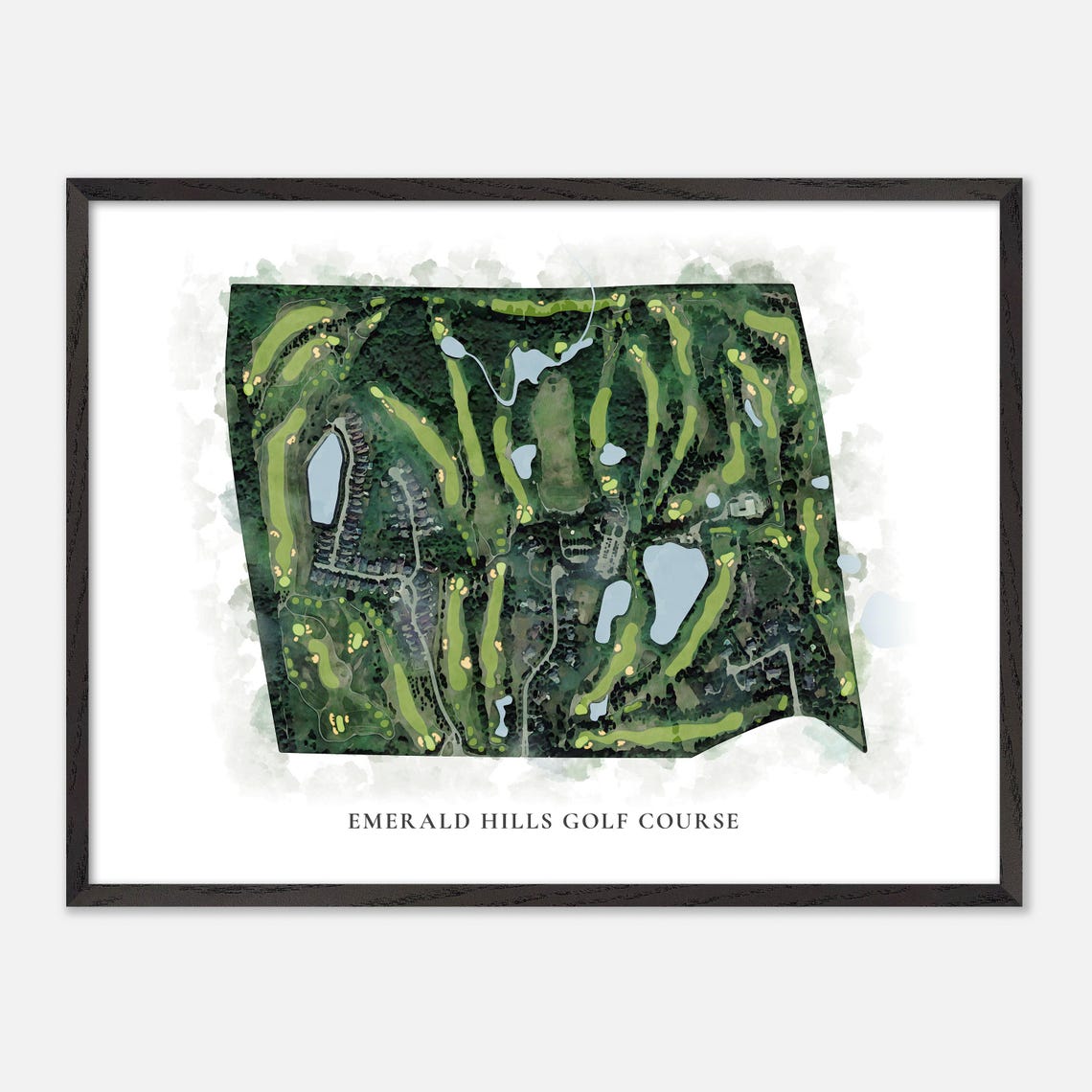 Emerald Hills Golf Course Classic Aerial Watercolor Golf Map Poster - Image 4