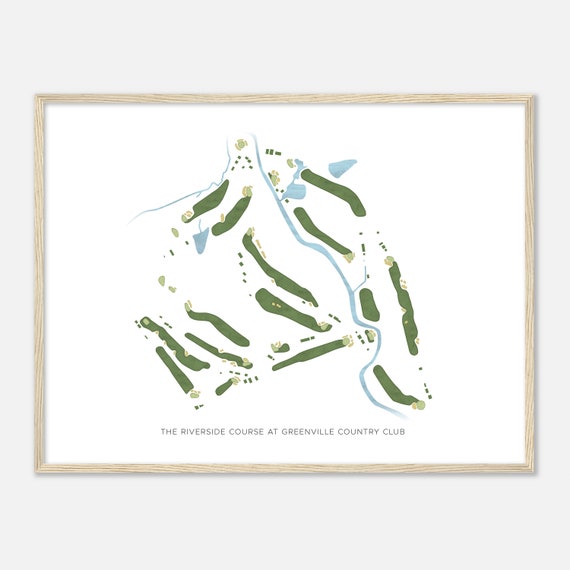 The Riverside Course At Greenville Country Club South Carolina Modern Watercolor Map Golfer Gift Golf Wall Art Golf Poster Print