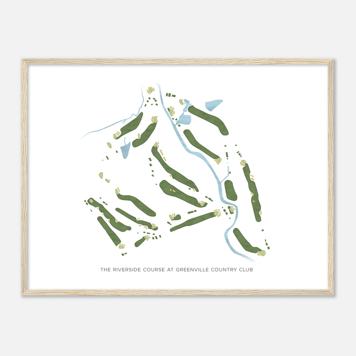 The Riverside Course at Greenville Country Club Minimalist Golf Map Poster