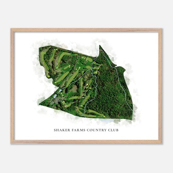 Shaker Farms Country Club In Westfield Massachusetts Classic Watercolor Map Golfer Gift Golf Wall Art Golf Poster Print