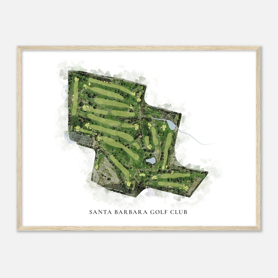Santa Barbara Golf Club California Classic Watercolor Map Poster - Image 2