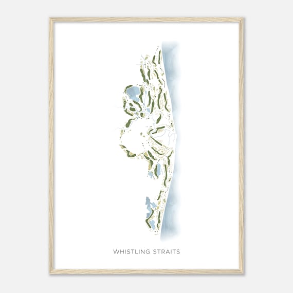 Whistling Straits Wisconsin Modern Watercolor Map Golfer Gift Golf Wall Art Golf Poster Print Course Layout