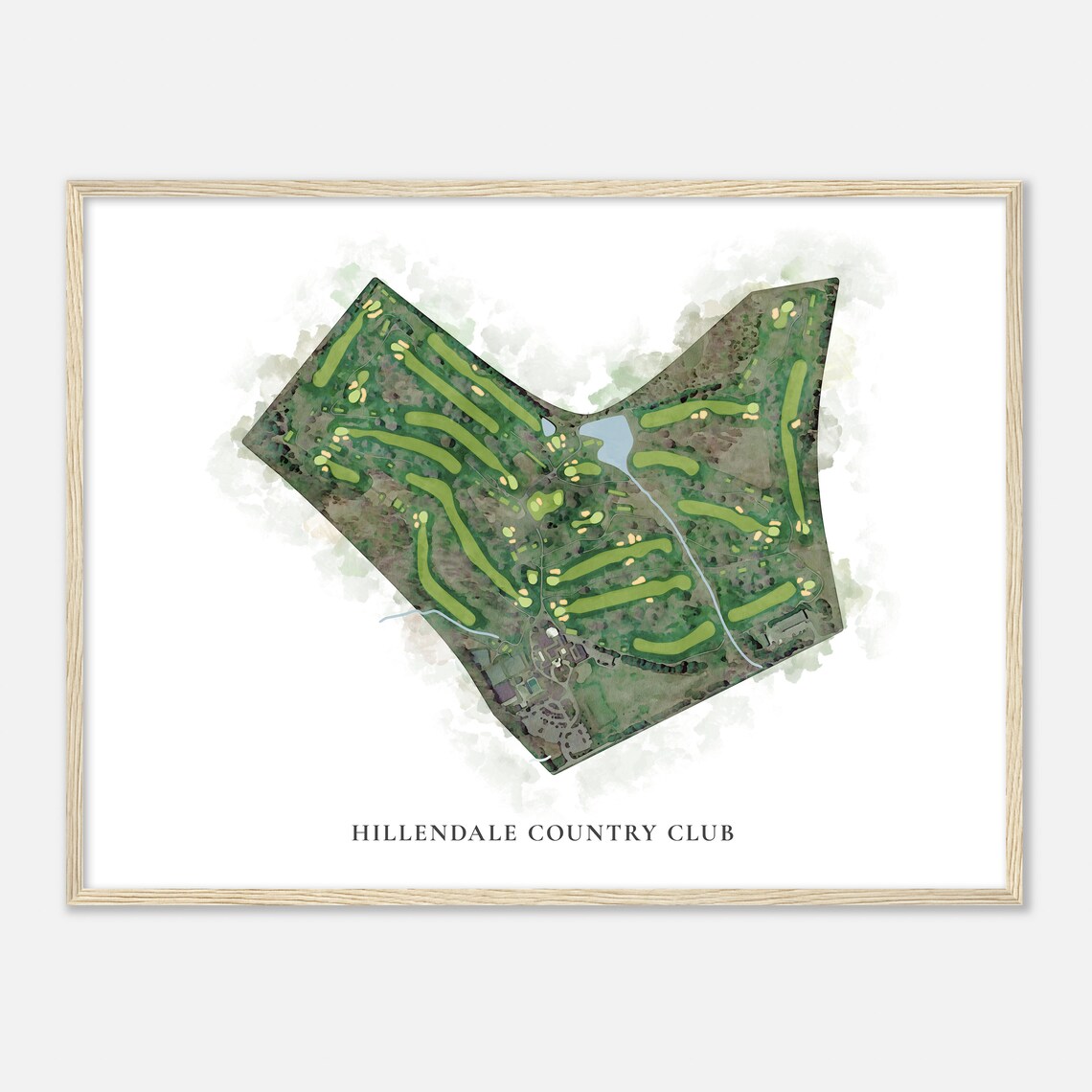 Hillendale Country Club Maryland Classic Watercolor Course Map Poster