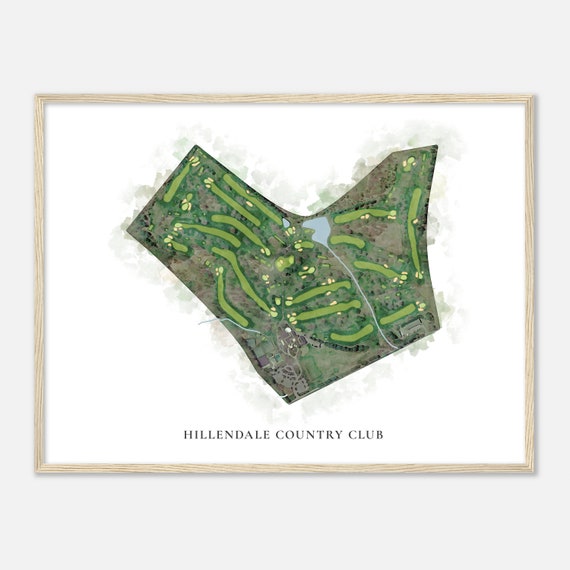 Hillendale Country Club Maryland Classic Watercolor Map Golfer Gift Golf Wall Art Golf Poster Print Course Layout