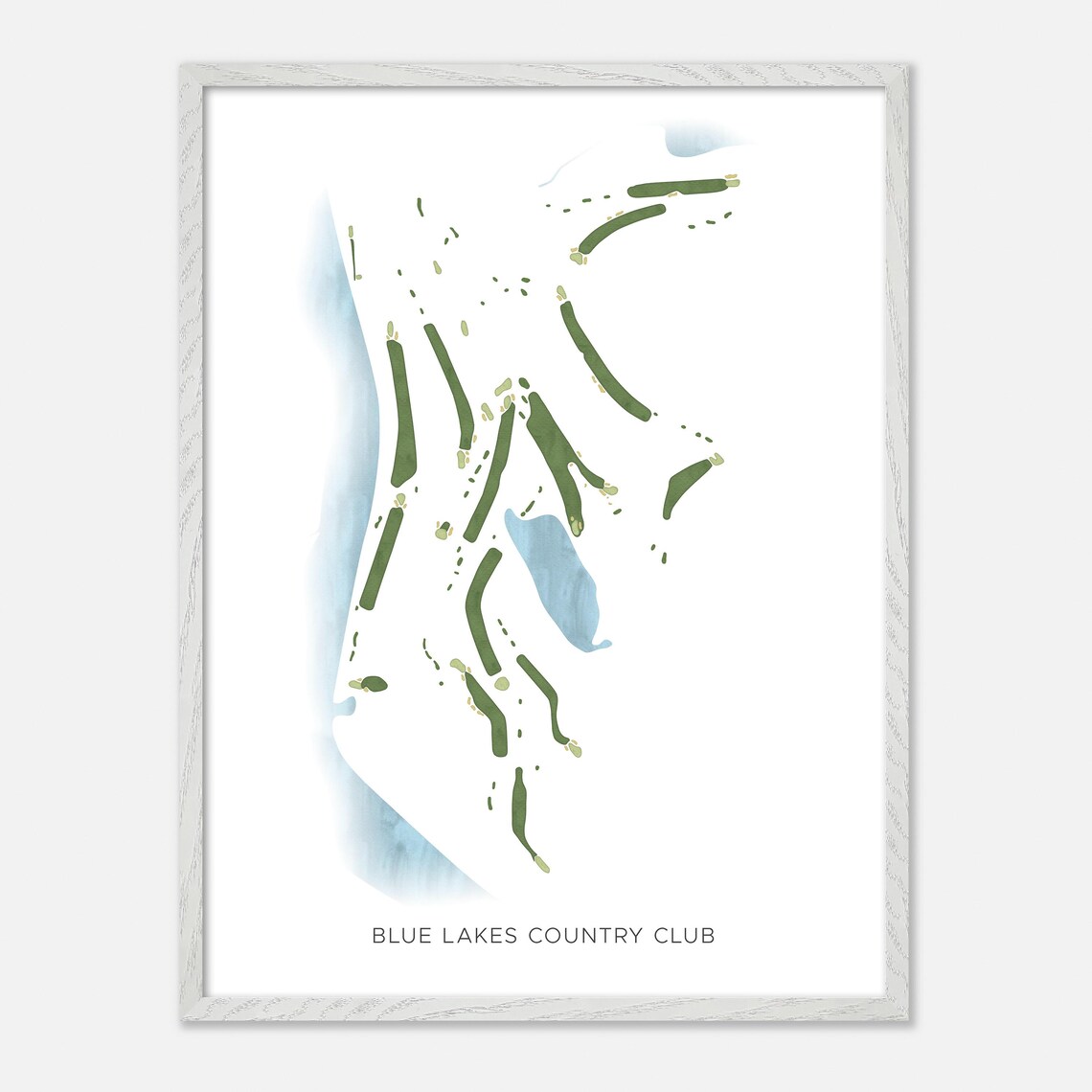 Blue Lakes Country Club Watercolor Fairway Map Lakeside Poster - Image 2