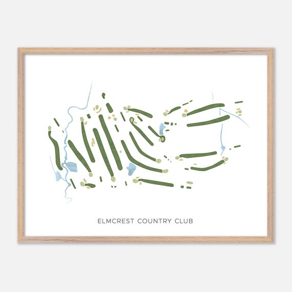 Elmcrest Country Club In East Longmeadow Massachusetts Modern Watercolor Map Golfer Gift Golf Wall Art Golf Poster Print