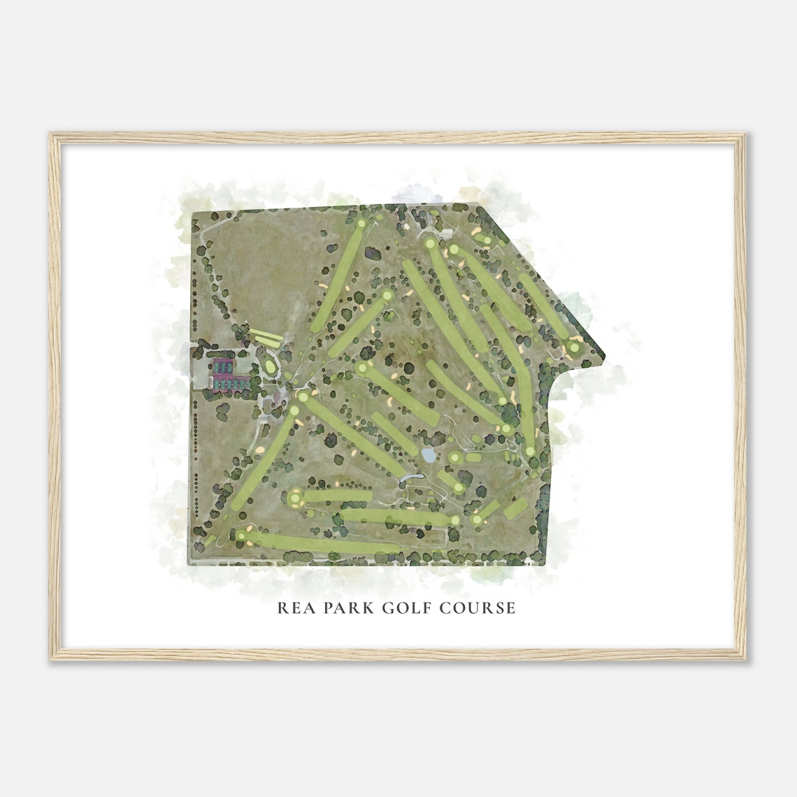 Rea Park Golf Course Indiana Classic Watercolor Map Golfer Gift Golf Wall Art Golf Poster Print Course Layout