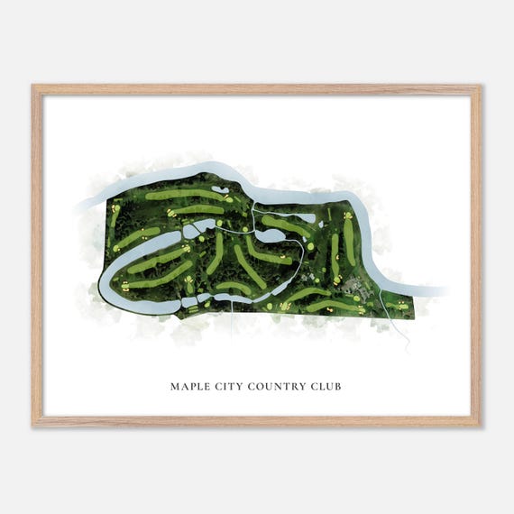 Maple City Country Club In Chatham Canada Classic Watercolor Map Golfer Gift Golf Wall Art Golf Poster Print Course Layout