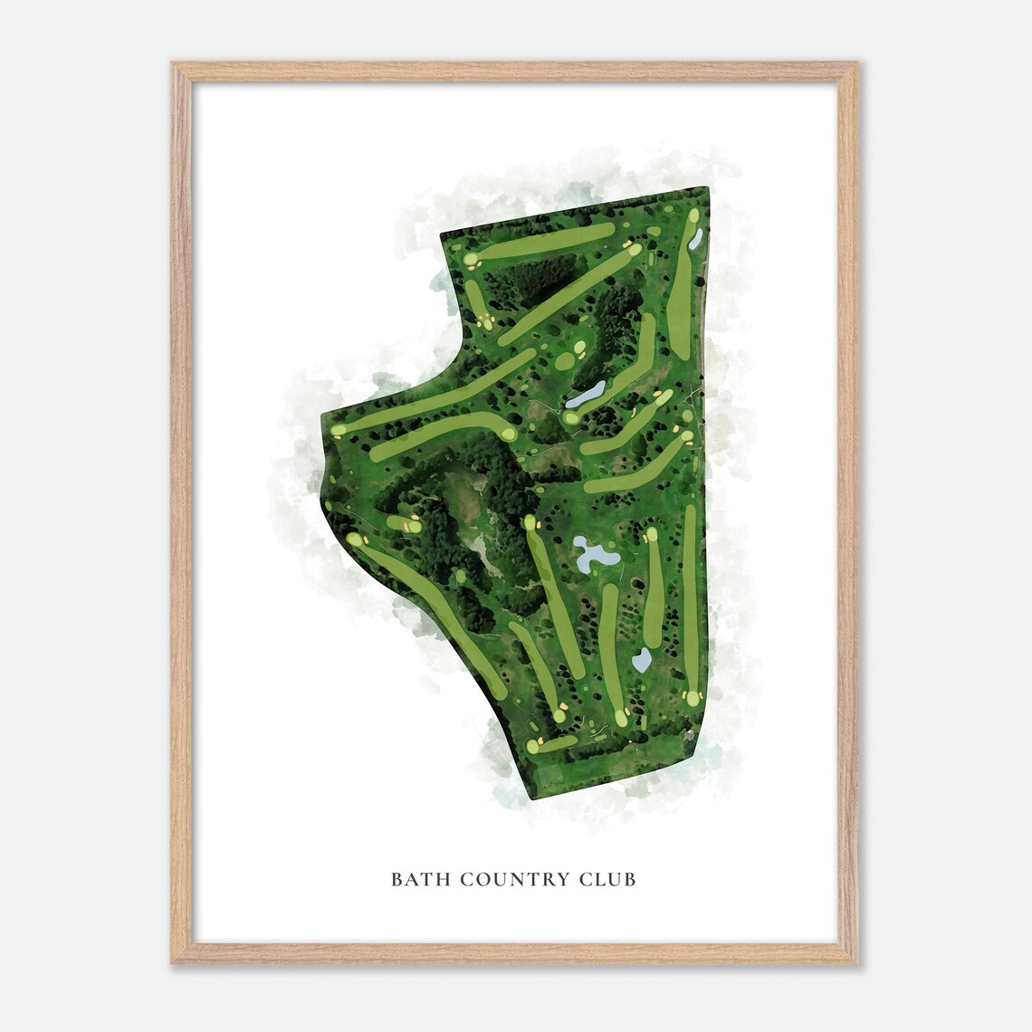 Bath Country Club New York Classic Watercolor Golf Course Map Poster - Image 6