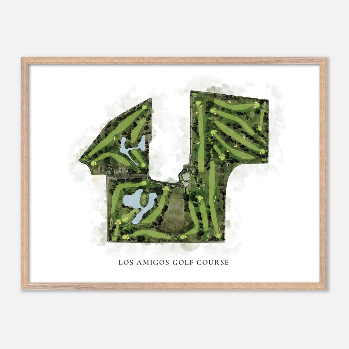 Los Amigos Golf Course Downey California Classic Watercolor Map Poster