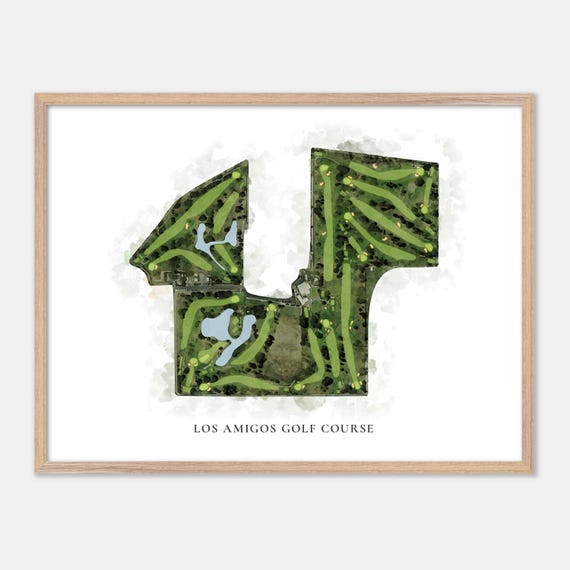 Los Amigos Golf Course In Downey California Classic Watercolor Map Golfer Gift Golf Wall Art Golf Poster Print Course Layout