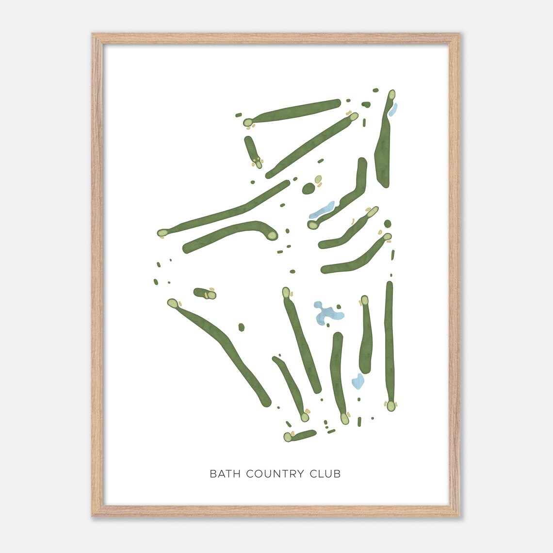Bath Country Club New York Modern Watercolor Course Map Poster - Image 6