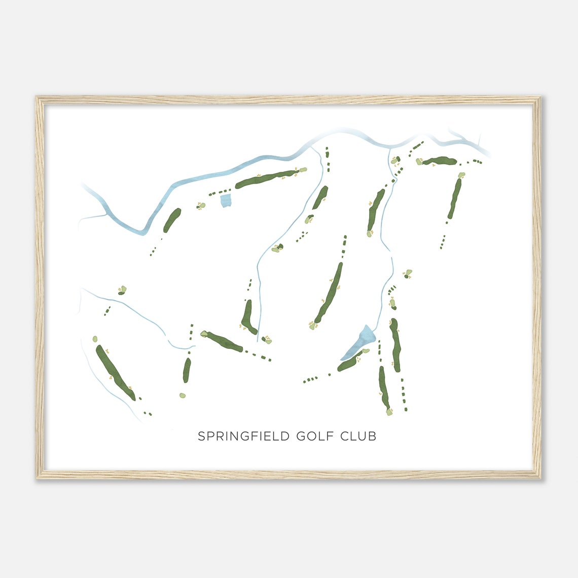 Springfield Golf Club Minimalist Golf Course Layout Map Poster