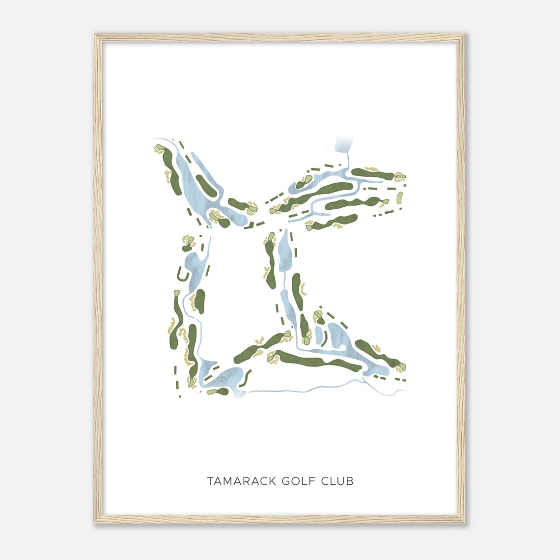 Tamarack Golf Club Minimalist Watercolor Golf Course Map Poster