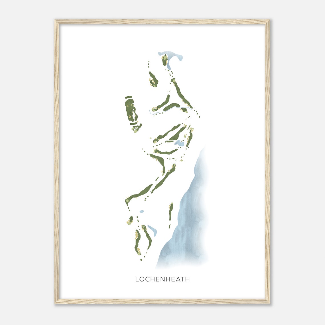 Lochenheath Michigan Modern Watercolor Golf Course Map Poster