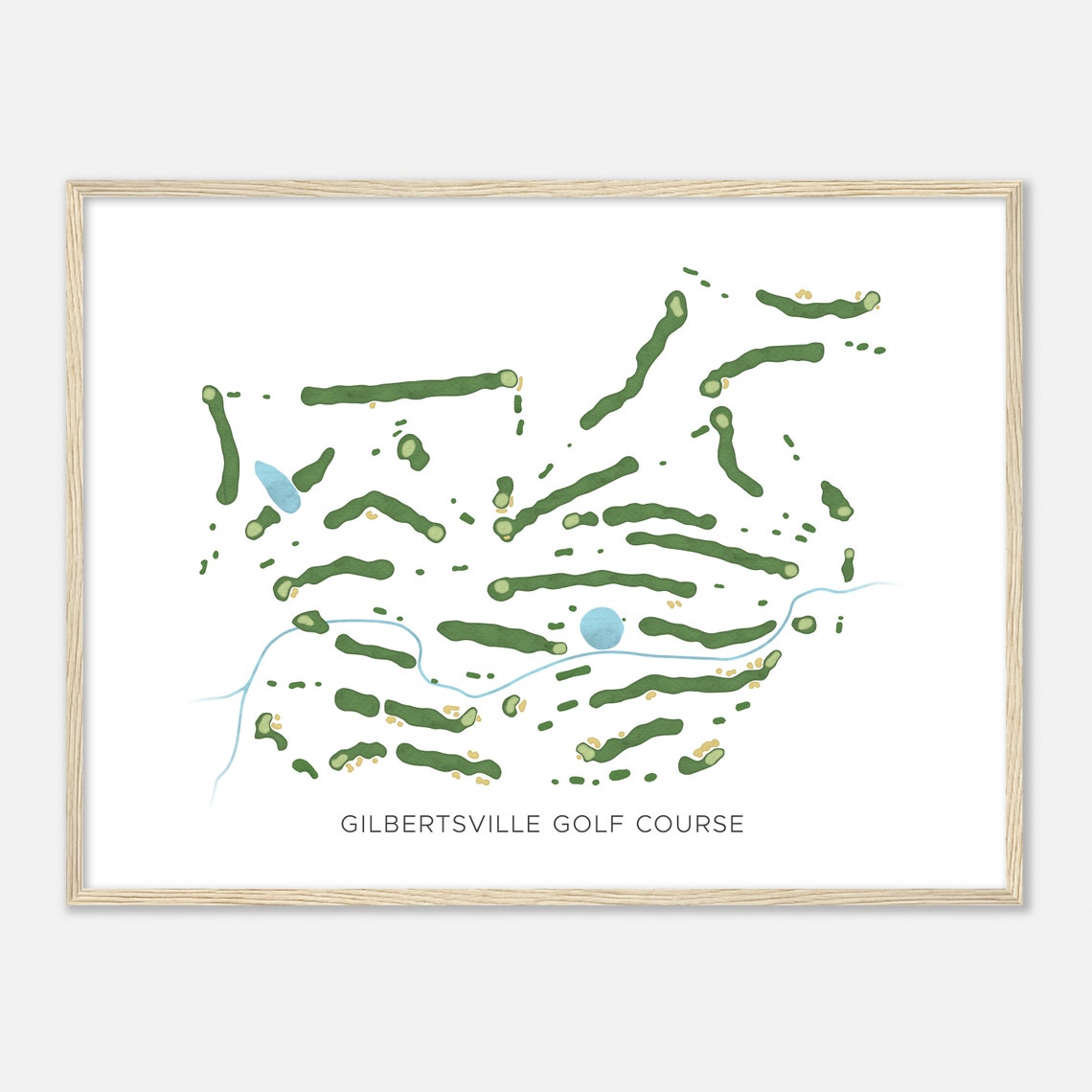 Gilbertsville Golf Course Modern Watercolor Golf Course Map Poster
