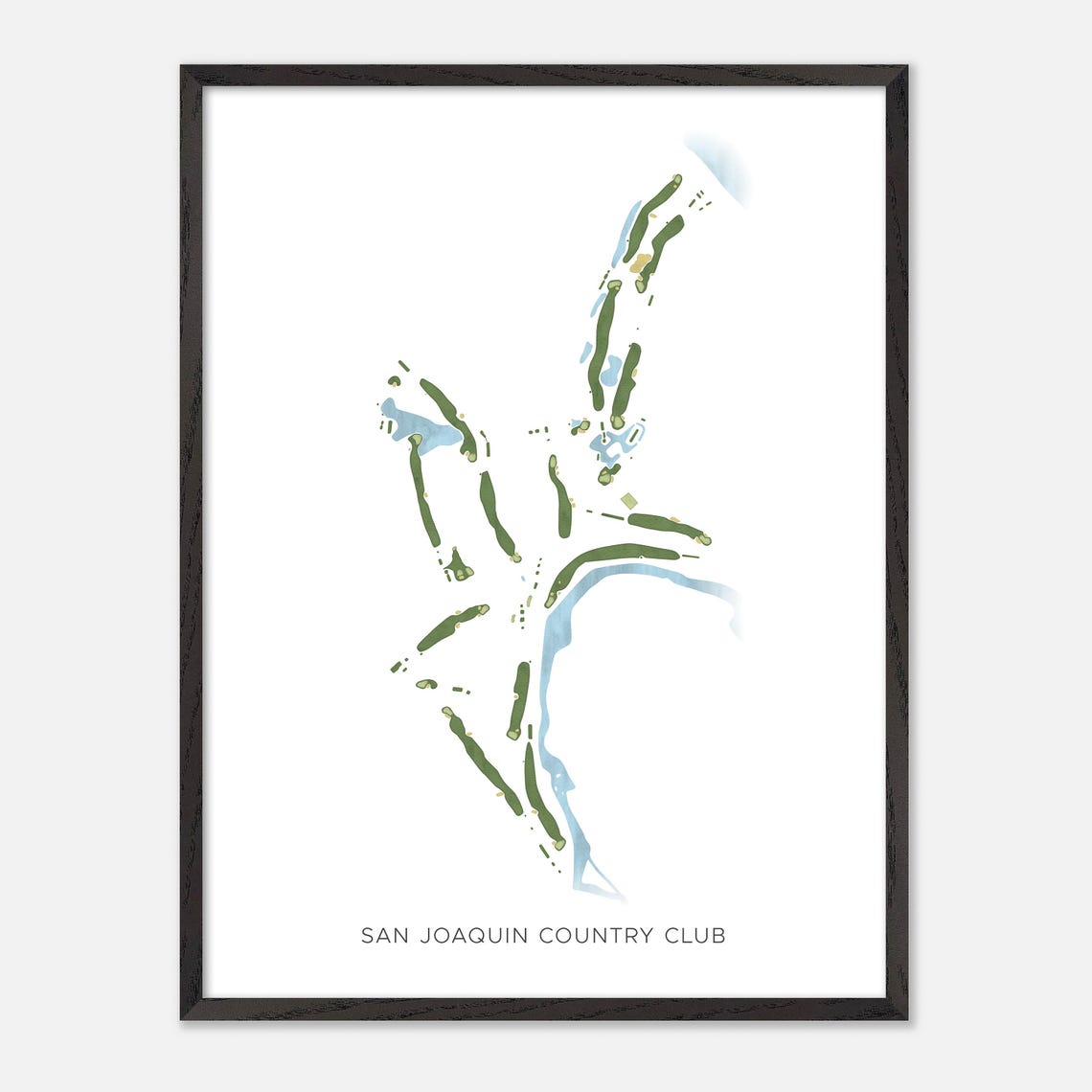 San Joaquin Country Club California Modern Golf Course Map Wall Art - Image 3