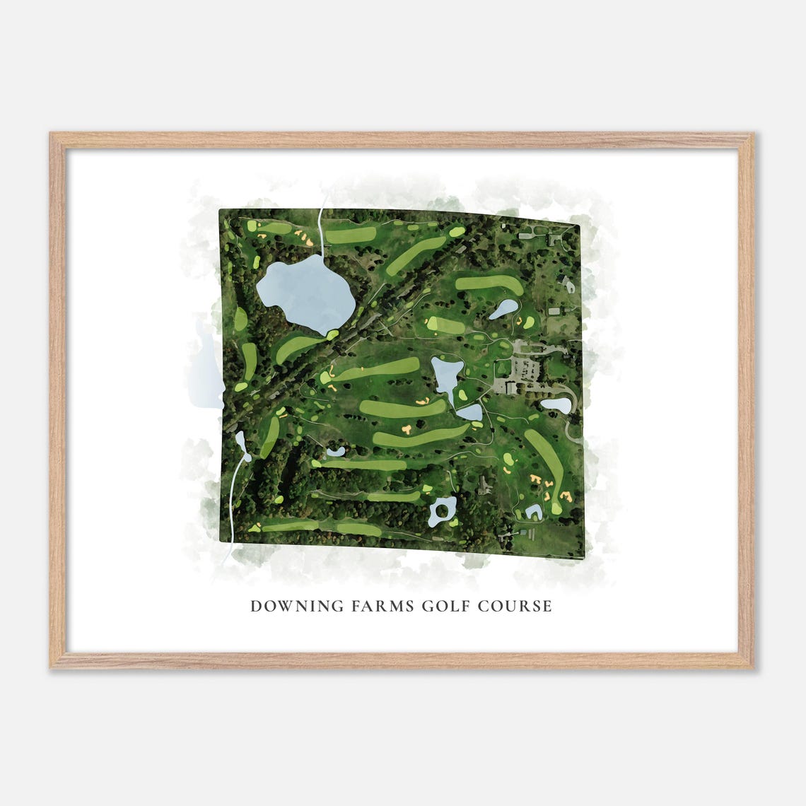 Downing Farms Golf Course Watercolor Map Art Golfer Gift Poster