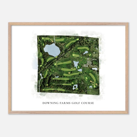 Downing Farms Golf Course In Northville Michigan Classic Watercolor Map Golfer Gift Golf Wall Art Golf Poster Print Course Layout