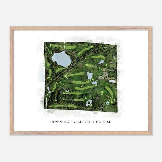 Downing Farms Golf Course Watercolor Map Art Golfer Gift Poster