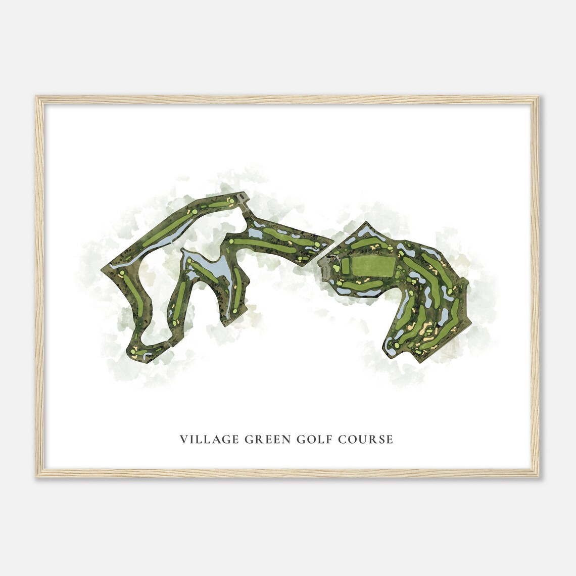 Village Green Golf Course Minnesota Classic Watercolor Map Golfer Gift Golf Wall Art Golf Poster Print Course Layout