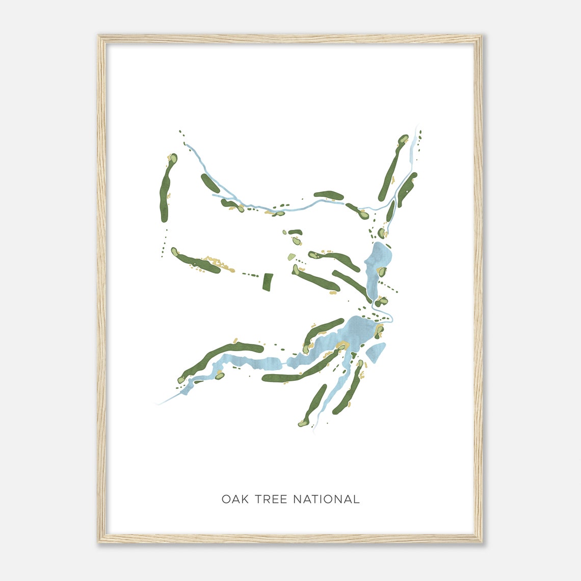 Oak Tree National Oklahoma Modern Watercolor Golf Map Poster