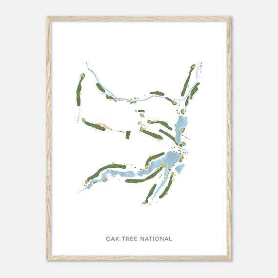 Oak Tree National Oklahoma Modern Watercolor Map Golfer Gift Golf Wall Art Golf Poster Print Course Layout