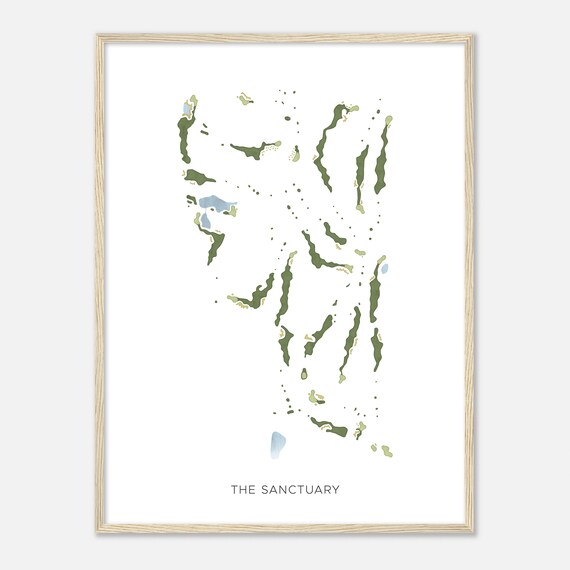 The Sanctuary Colorado Modern Watercolor Map Golfer Gift Golf Wall Art Golf Poster Print Course Layout