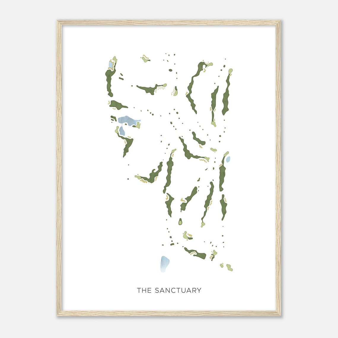 The Sanctuary Colorado Modern Watercolor Map Golfer Gift Golf Wall Art Golf Poster Print Course Layout