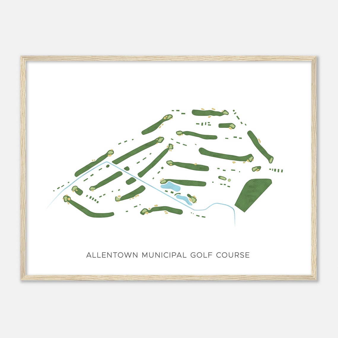Allentown Municipal Golf Course Modern Watercolor Map Poster