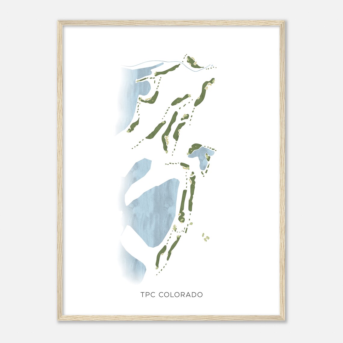 Tpc Colorado Colorado Modern Watercolor Map Golfer Gift Golf Wall Art Golf Poster Print Course Layout