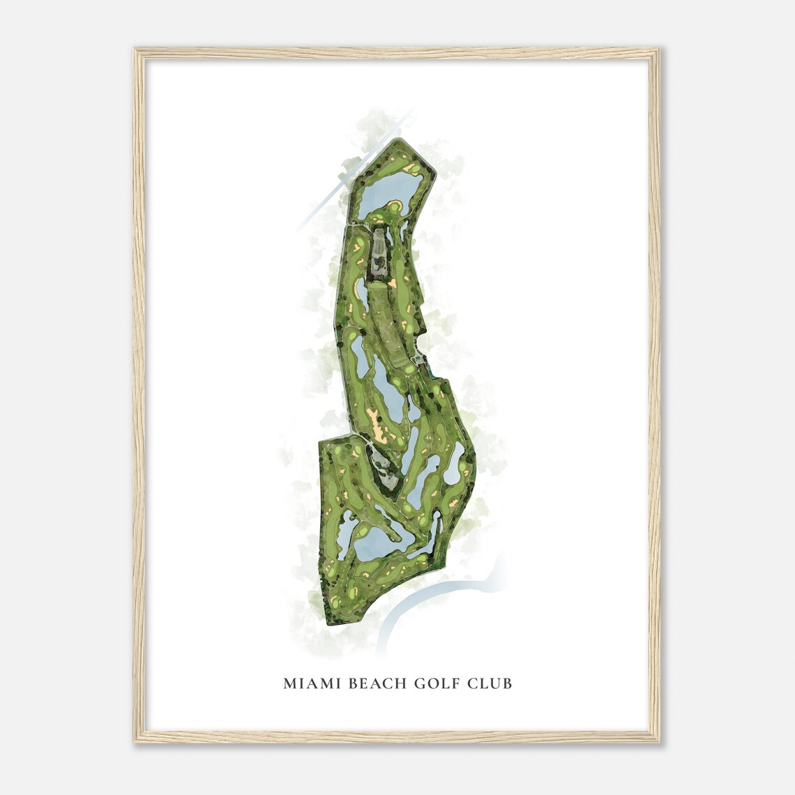 Miami Beach Golf Club Florida Classic Watercolor Golf Course Map Poster