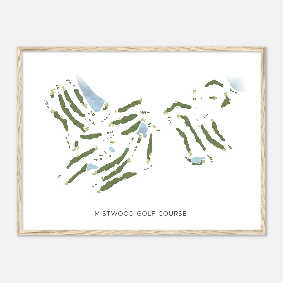 Mistwood Golf Course Michigan Modern Watercolor Golf Course Map Poster