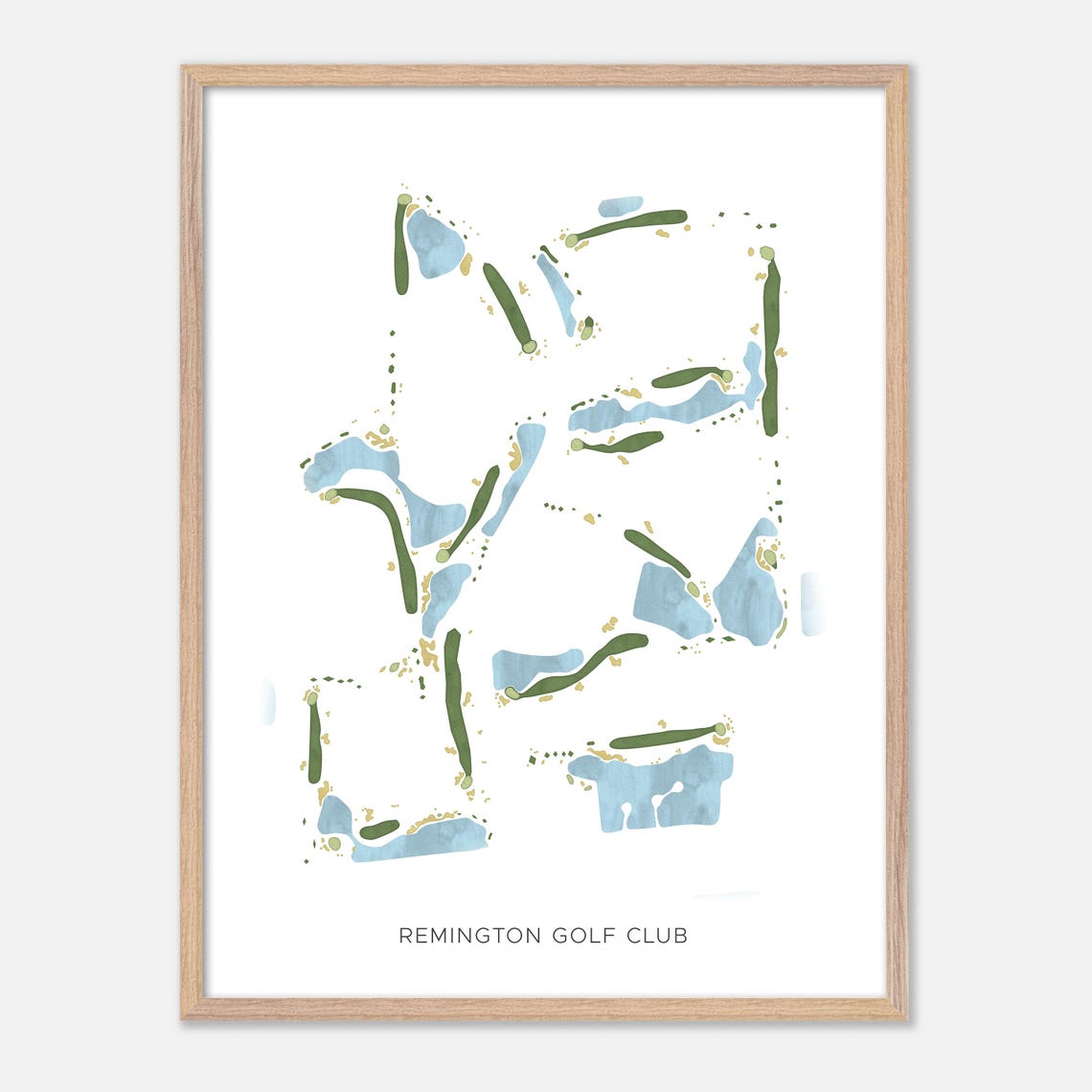 Remington Golf Club Modern Watercolor Lakes Course Map Poster - Image 6