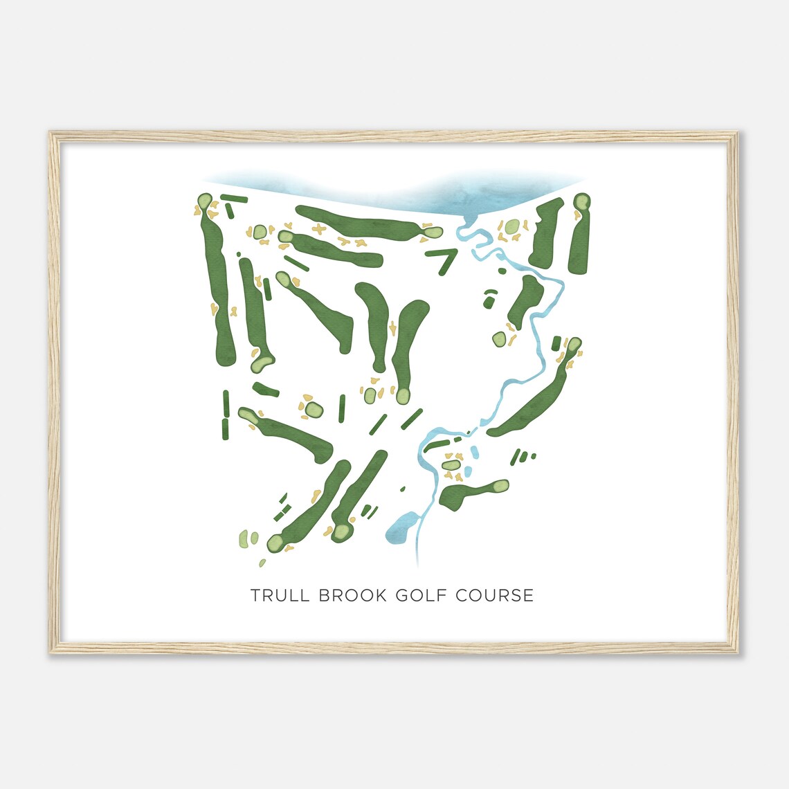 Trull Brook Golf Course Massachusetts Modern Watercolor Map Golfer Gift Golf Wall Art Golf Poster Print Course Layout