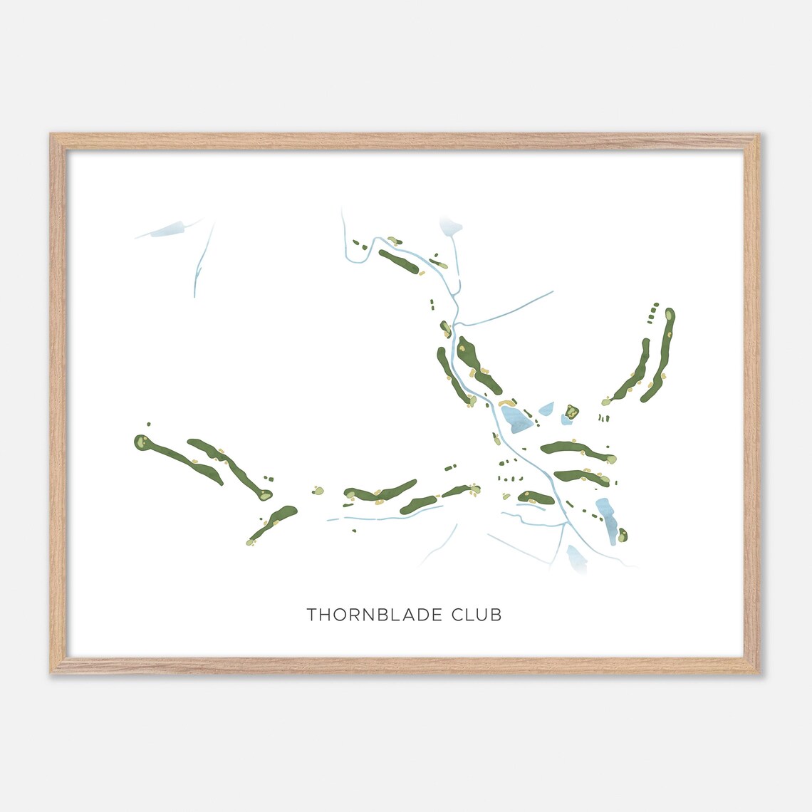 Thornblade Club Modern Minimalist Watercolor Course Map Poster