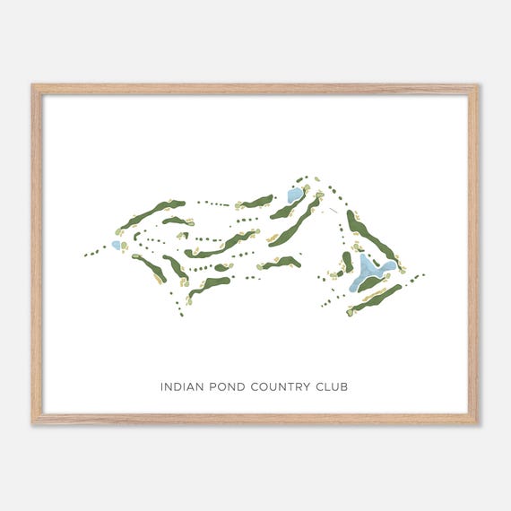 Indian Pond Country Club In Kingston Massachusetts Modern Watercolor Map Golfer Gift Golf Wall Art Golf Poster Print Course Layout