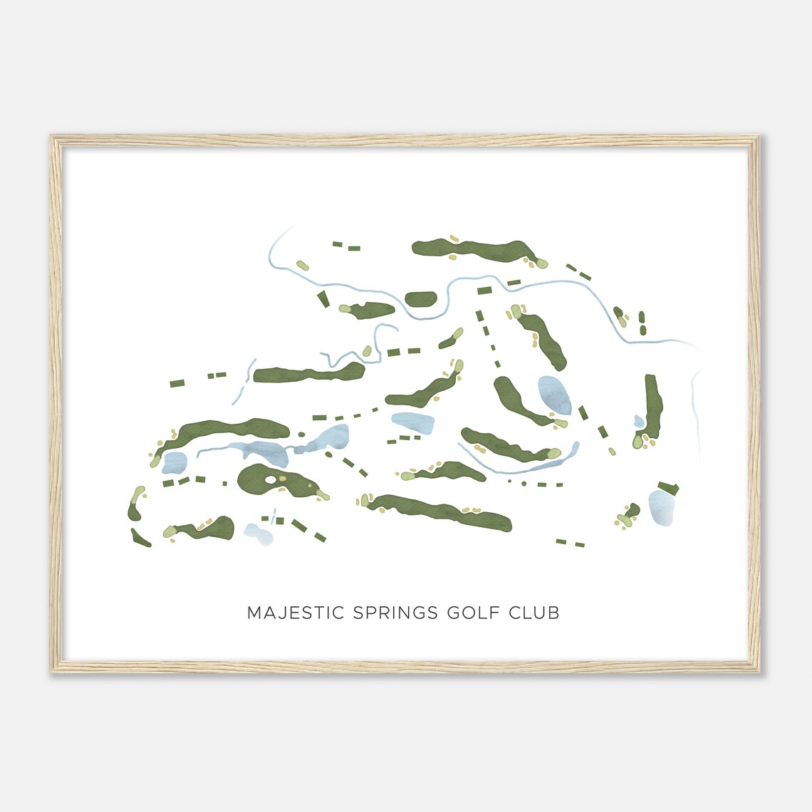 Majestic Springs Golf Club Minimalist Watercolor Course Map Poster